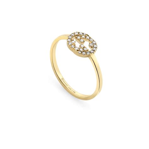 Gucci Interlocking 18ct Yellow Gold 0.12ct Diamond Ring.